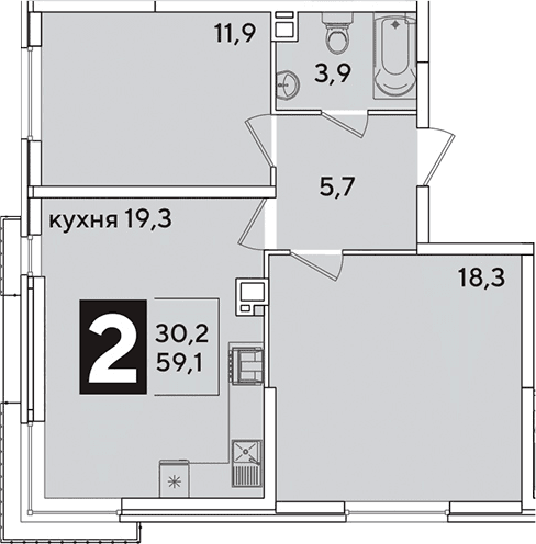 Продается 3-комн. квартира, 59.1 м²