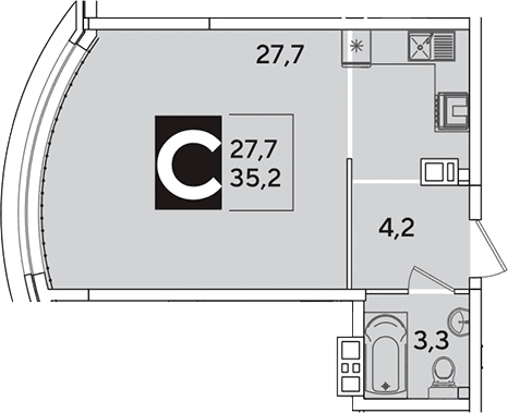 Продается 1-комн. квартира, 35.2 м²
