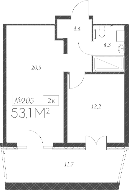 Продается 2-комн. квартира, 41.4 м²