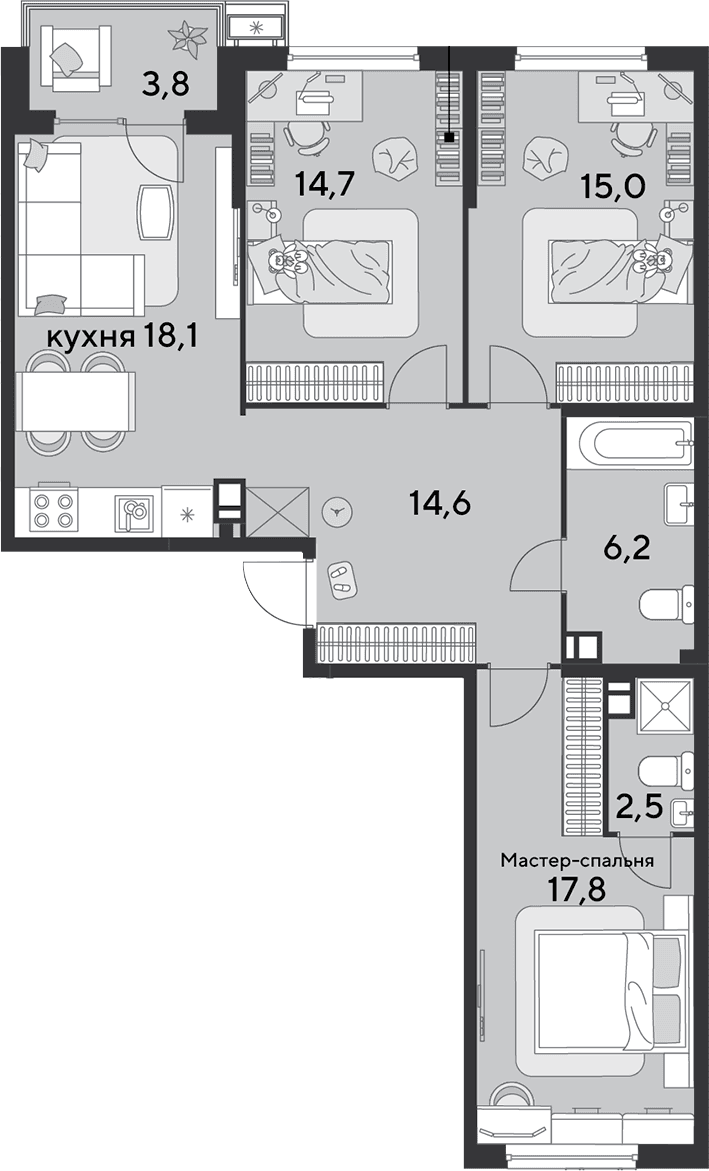 Продается 4-комн. квартира, 88.9 м²