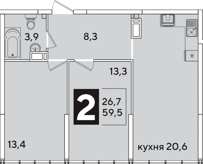 Продается 3-комн. квартира, 59.5 м²