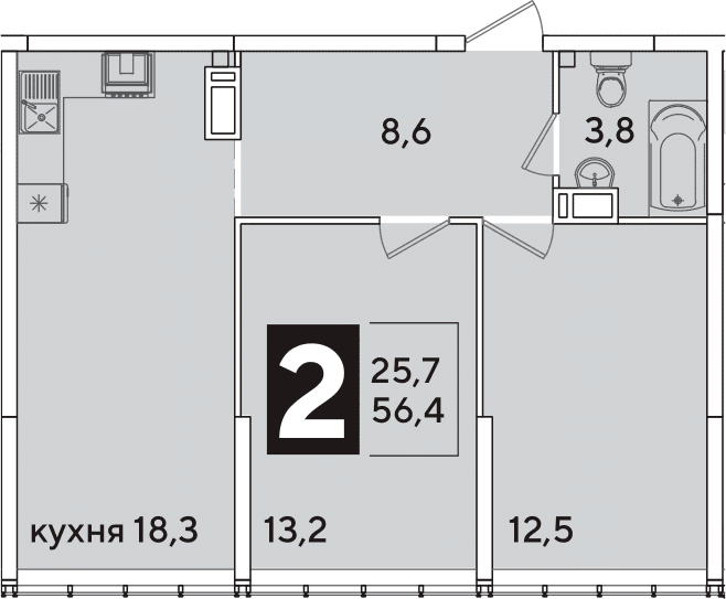 Продается 3-комн. квартира, 56.4 м²