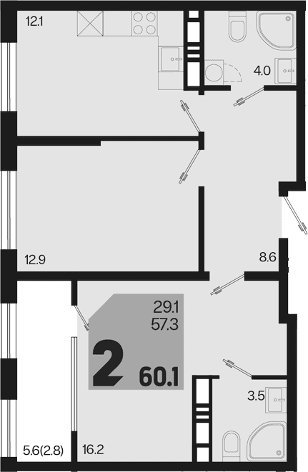 Продается 3-комн. квартира, 62.8 м²