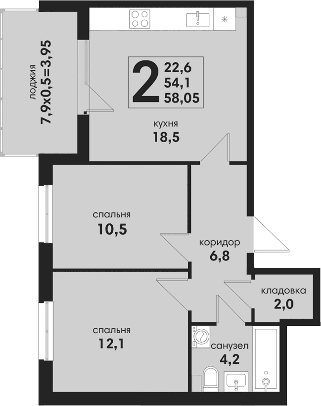 Продается 3-комн. квартира, 54.1 м²
