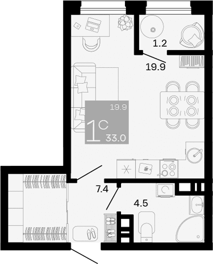 Продается 1-комн. квартира, 31.8 м²