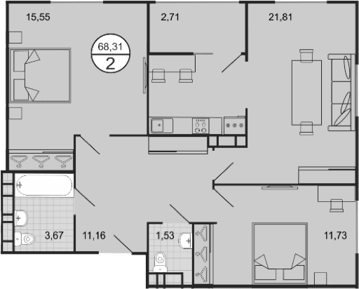 Продается 3-комн. квартира, 65.6 м²