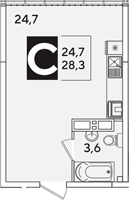 Продается 1-комн. квартира, 28.3 м²