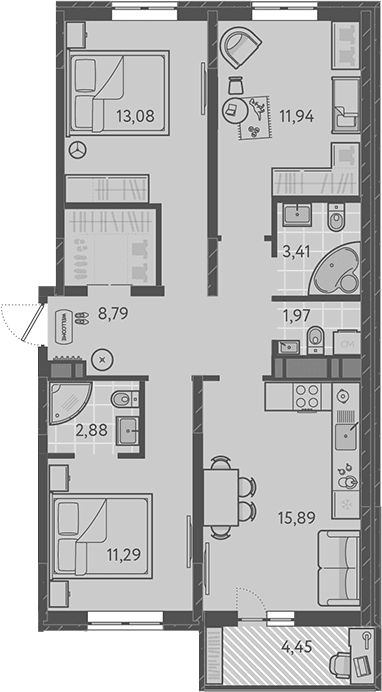 Продается 4-комн. квартира, 72.32 м²