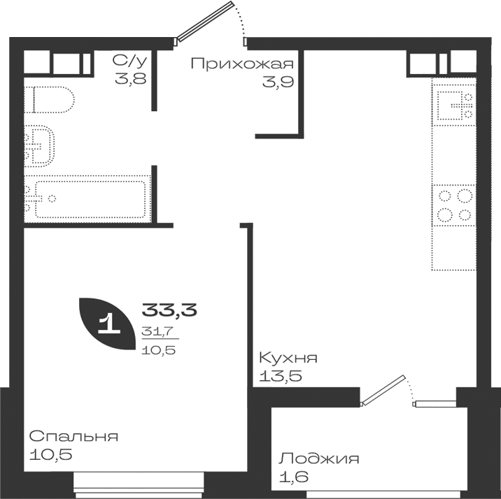 Продается 1-комн. квартира, 31.7 м²