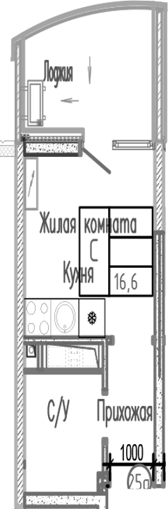 Продается 1-комн. квартира, 16.6 м²