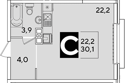 Продается 1-комн. квартира, 30.1 м²