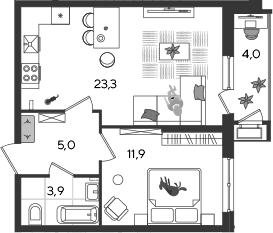 Продается 2-комн. квартира, 44.1 м²