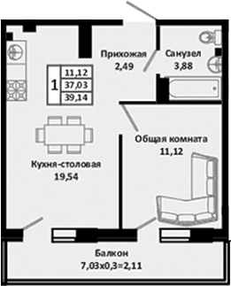 Продается 2-комн. квартира, 36.2 м²