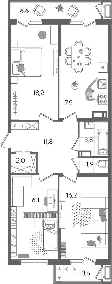 Продается 4-комн. квартира, 87.9 м²