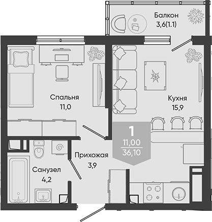Продается 2-комн. квартира, 35 м²