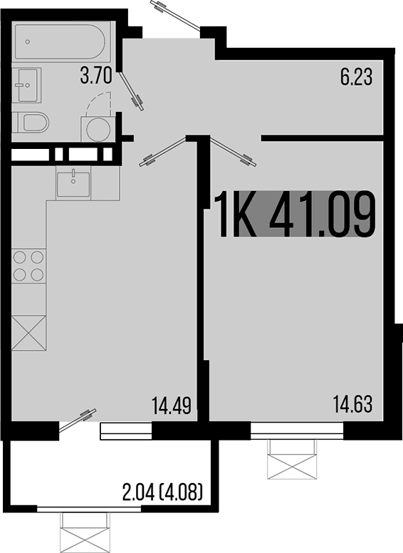 Продается 1-комн. квартира, 39.05 м²
