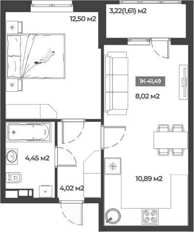 Продается 1-комн. квартира, 39.88 м²