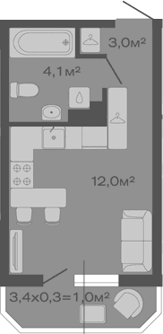 Продается 1-комн. квартира, 19.1 м²