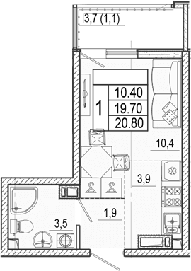 Продается 1-комн. квартира, 19.7 м²