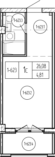 Продается 1-комн. квартира, 26.08 м²