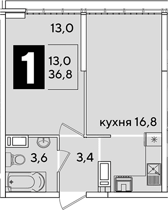 Продается 2-комн. квартира, 36.8 м²