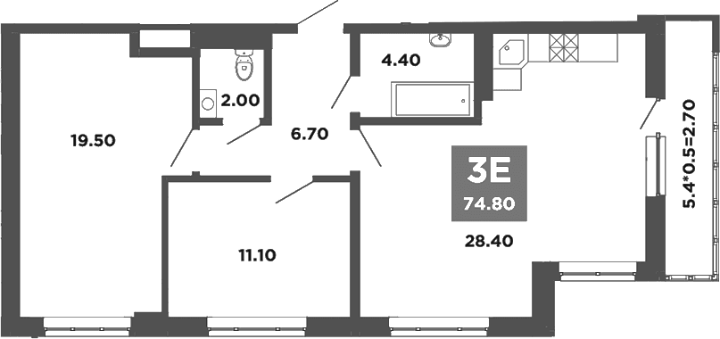 Продается 3-комн. квартира, 72.1 м²