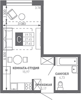 Продается 1-комн. квартира, 28.6 м²
