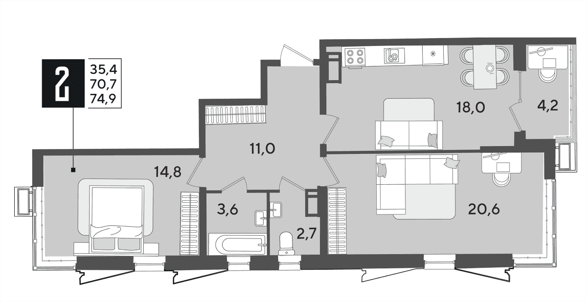 Продается 3-комн. квартира, 71.8 м²