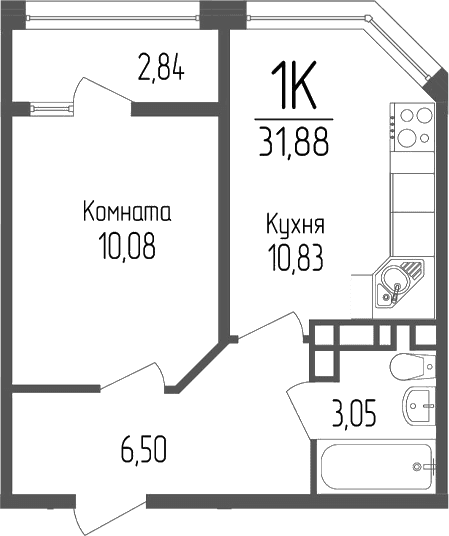 Продается 1-комн. квартира, 30.46 м²