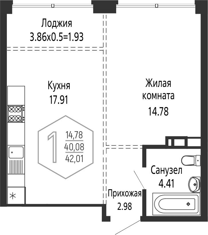 Продается 2-комн. квартира, 40.08 м²