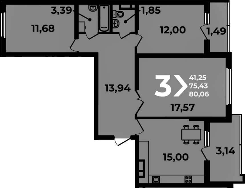 Продается 4-комн. квартира, 75.43 м²