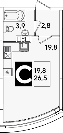 Продается 1-комн. квартира, 26.5 м²