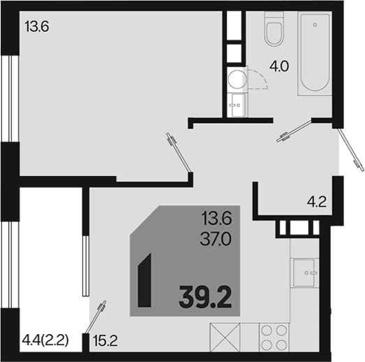 Продается 1-комн. квартира, 37 м²