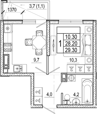 Продается 1-комн. квартира, 28.2 м²