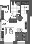 Продается 1-комн. квартира, 36.7 м²