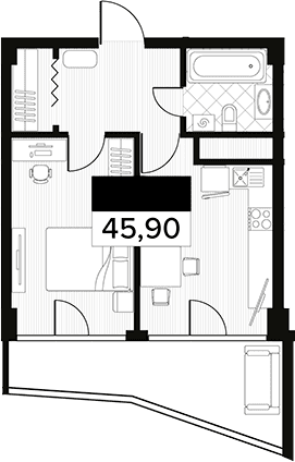 Продается 1-комн. квартира, 45.9 м²
