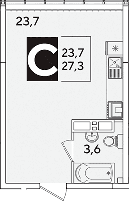 Продается 1-комн. квартира, 27.3 м²