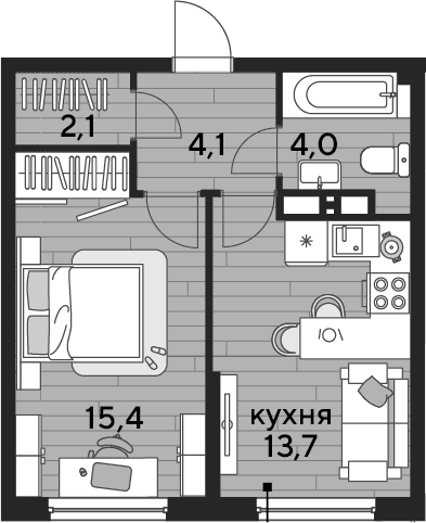 Продается 1-комн. квартира, 39.3 м²