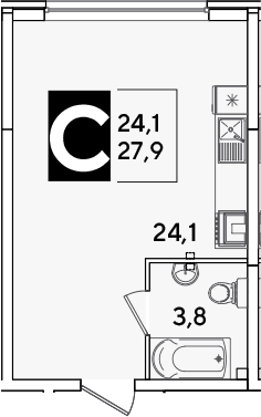 Продается 1-комн. квартира, 27.9 м²