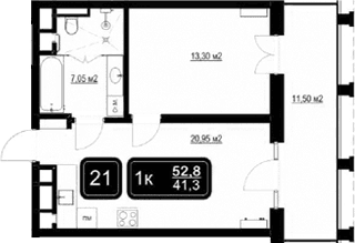 Продается 2-комн. квартира, 41.3 м²