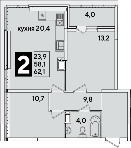 Продается 3-комн. квартира, 58.1 м²