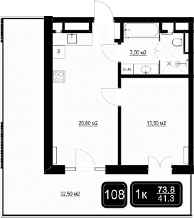 Продается 2-комн. квартира, 41.3 м²