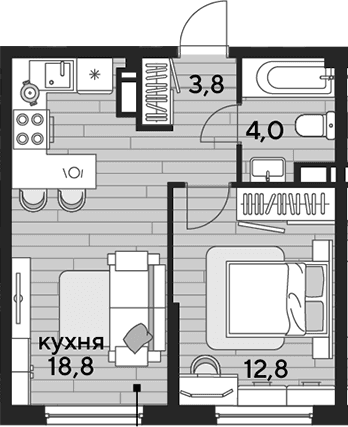 Продается 1-комн. квартира, 39.4 м²