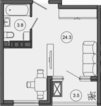 Продается 1-комн. квартира, 29.3 м²