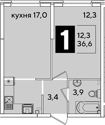 Продается 2-комн. квартира, 36.6 м²