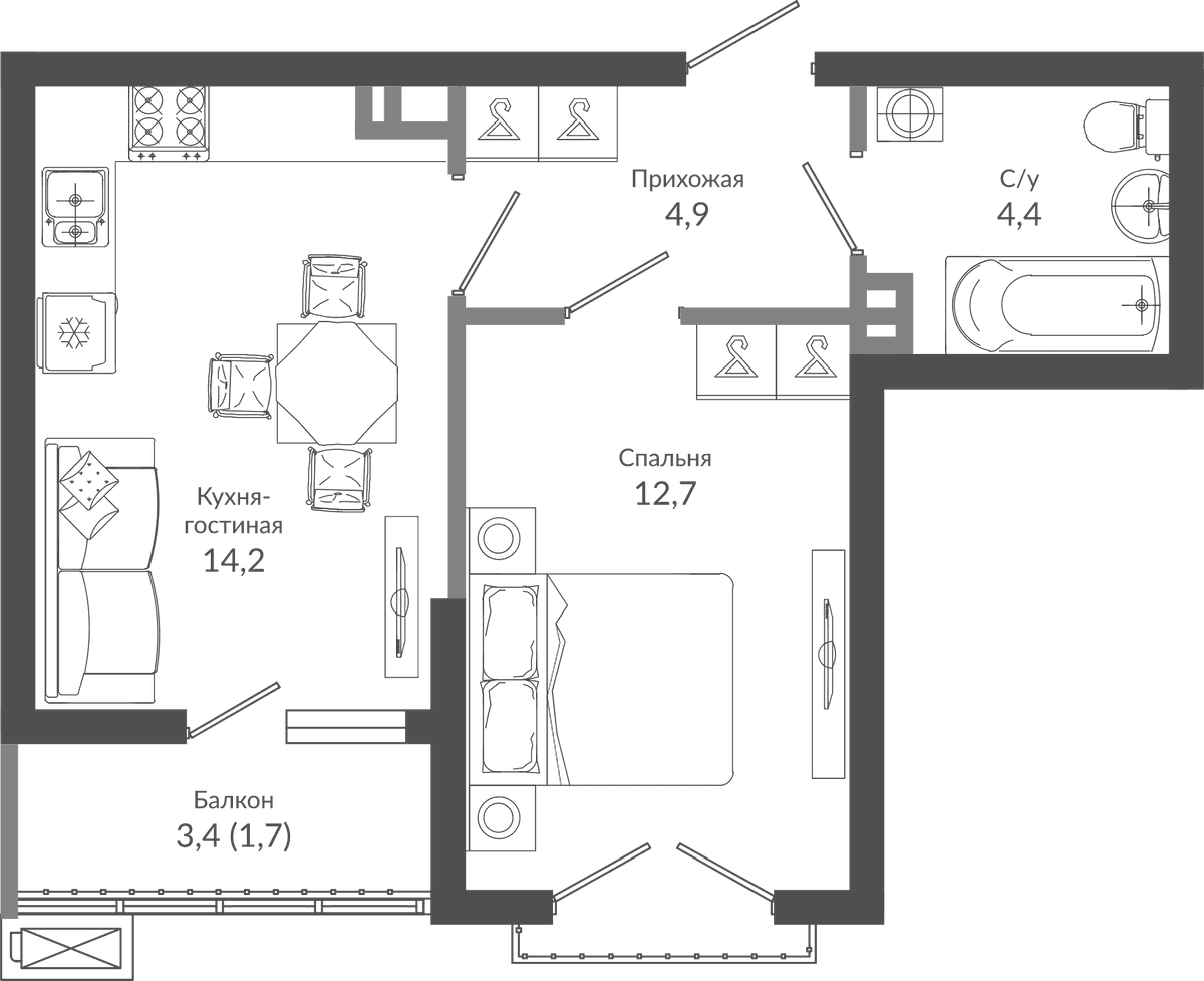Продается 1-комн. квартира, 36.2 м²