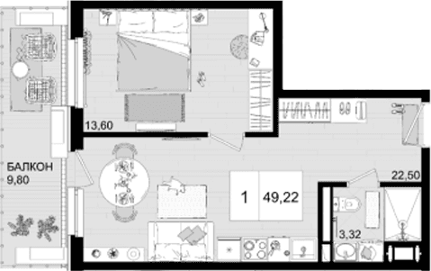 Продается 2-комн. квартира, 39.42 м²