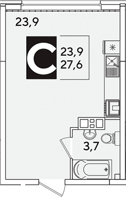 Продается 1-комн. квартира, 27.6 м²