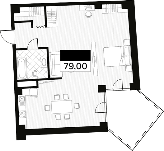 Продается 1-комн. квартира, 79 м²