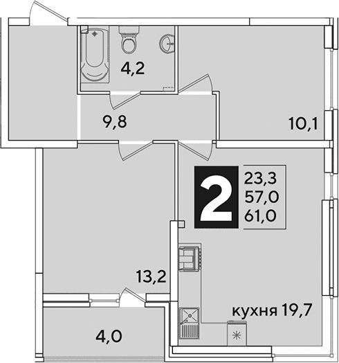 Продается 3-комн. квартира, 57 м²